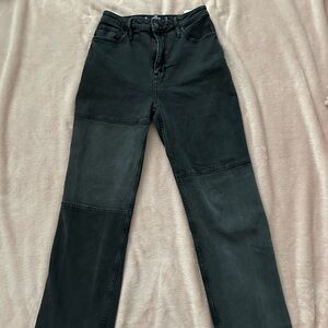 black and gray block jeans